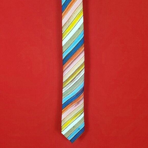 CHANEL Multicolored Rainbow Striped Silk Tie - Picture 1 of 7